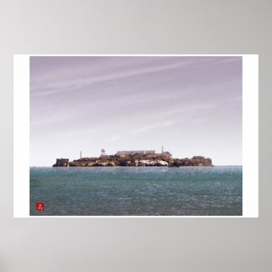 San Francisco-Alcatraz Island Digital Waterverf Poster (Voorkant)