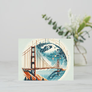 San Francisco Ansichtkaart   Golden Gate Bridge Folie Feestdagen Briefkaart