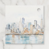 San Francisco Aquarel Landschap Bruiloft Bedankjes Labels (Achterkant)