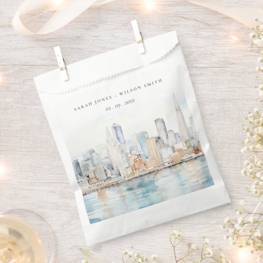 San Francisco Aquarel Landschap Bruiloft Bedankzakje (Geknipt)