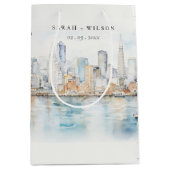 San Francisco Aquarel Landschap Bruiloft Medium Cadeauzakje (Voorkant)