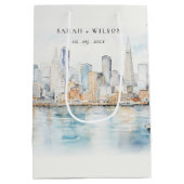 San Francisco Aquarel Landschap Bruiloft Medium Cadeauzakje (Achterkant)