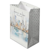 San Francisco Aquarel Landschap Bruiloft Medium Cadeauzakje (Achterkant Gekanteld)