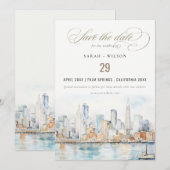 San Francisco Aquarel Landschap Bruiloft Save The Date (Voorkant / Achterkant)