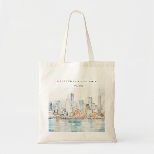 San Francisco Aquarel Landschap Bruiloft Tote Bag (Voorkant)