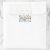 San Francisco Aquarel Landschap Bruiloft Vierkante Sticker (Tas)