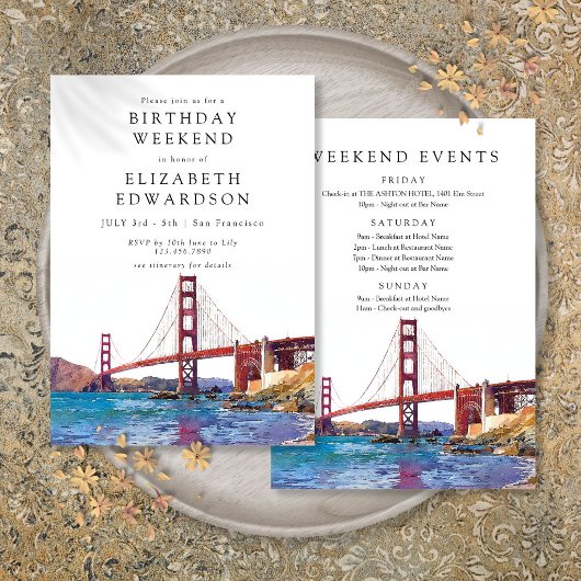 San Francisco Aquarel Verjaardags Weekend Kaart