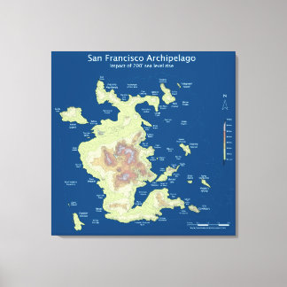 San Francisco Archipel, 200 'zee niveau stijging 3 Canvas Afdruk
