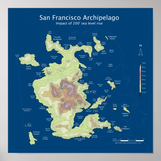 San Francisco Archipelago, 200' zee stijgt 12' Poster (Voorkant)