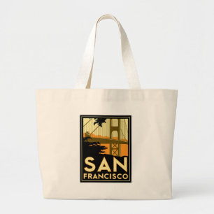 San Francisco Art Deco Travel Poster Grote Tote Bag
