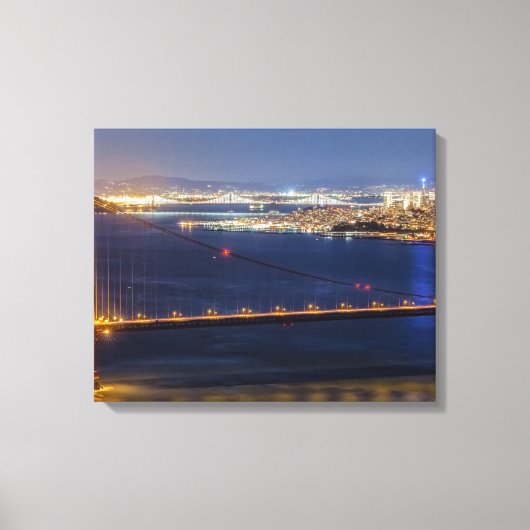 San Francisco Bay bij nacht Canvas Afdruk (Voorkant)