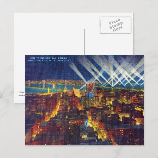 San Francisco Bay Bridge & Lichten van de Amerikaa Briefkaart (Voorkant / Achterkant)