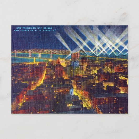 San Francisco Bay Bridge & Lichten van de Amerikaa Briefkaart (Voorkant)