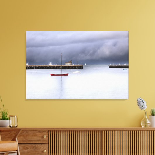 San Francisco Bay en Boat Canvas Afdruk (Insitu (Woonkamer))