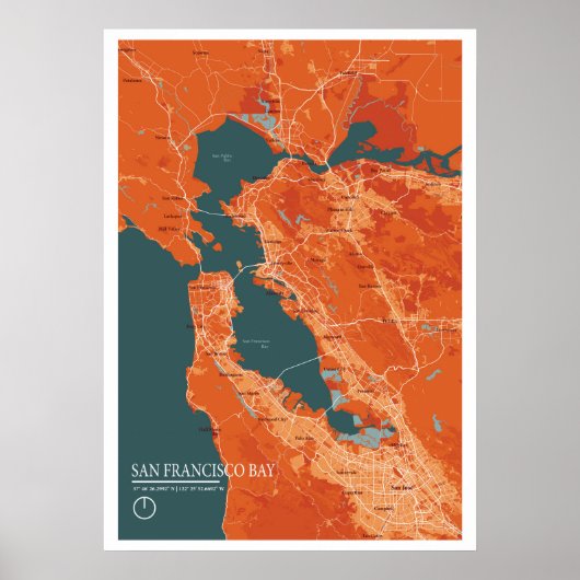 San Francisco Bay Map Poster (Voorkant)