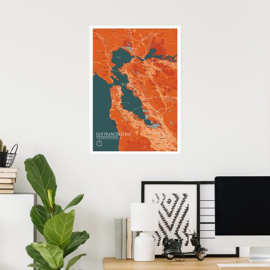 San Francisco Bay Map Poster (Thuiskantoor)