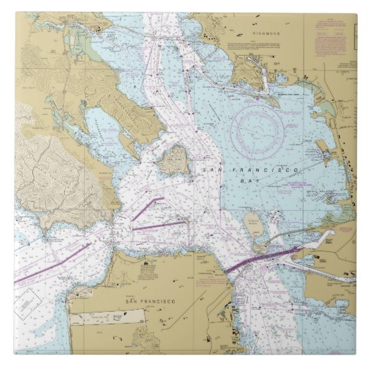 San Francisco Bay Nautical Chart Tegeltje (Voorkant)