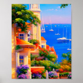 San Francisco Bay Sailboten Floral Art Print (Voorkant)