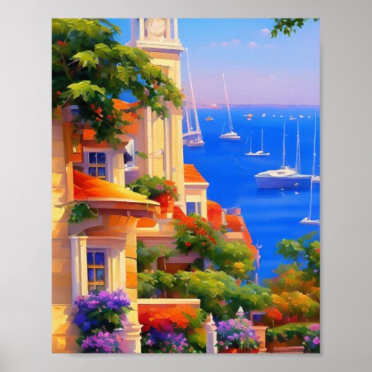 San Francisco Bay Sailboten Floral Art Print (Voorkant)