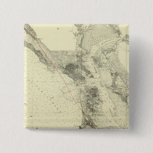 San Francisco Bay toont San Andreas Rift Vierkante Button 5,1 Cm