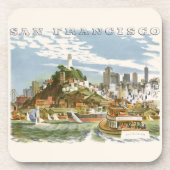  San Francisco Bay Travel Poster Ferryboat Bier Onderzetter (Voorkant)