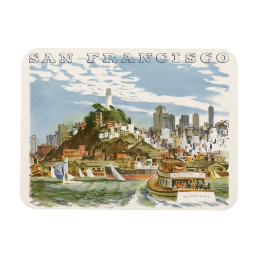  San Francisco Bay Travel Poster Ferryboat Magneet (Horizontaal)