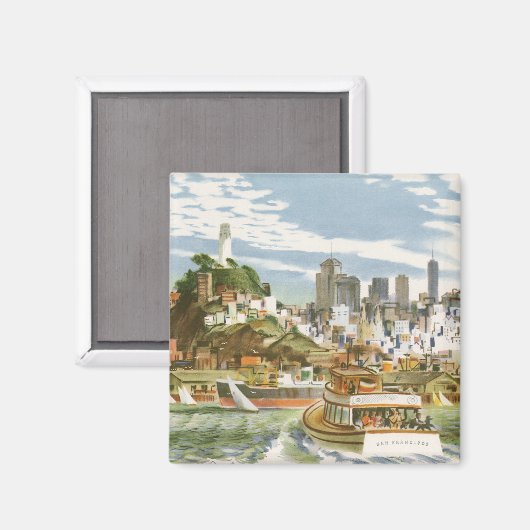  San Francisco Bay Travel Poster Ferryboat Magneet (Voorkant / Achterkant)