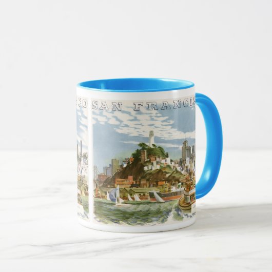 San Francisco Bay Travel Poster Ferryboat Mok (Voorkant rechts)