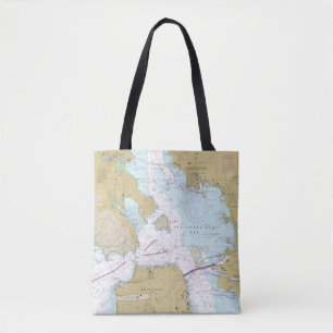 San Francisco Bay Zeekaart Schoudertas Tote Bag