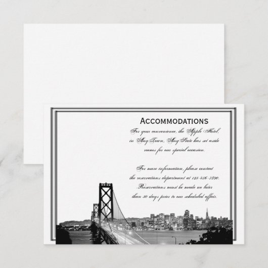 San Francisco Bestemming Huwelijksaccommodaties Informatiekaartje (Voorkant / Achterkant)