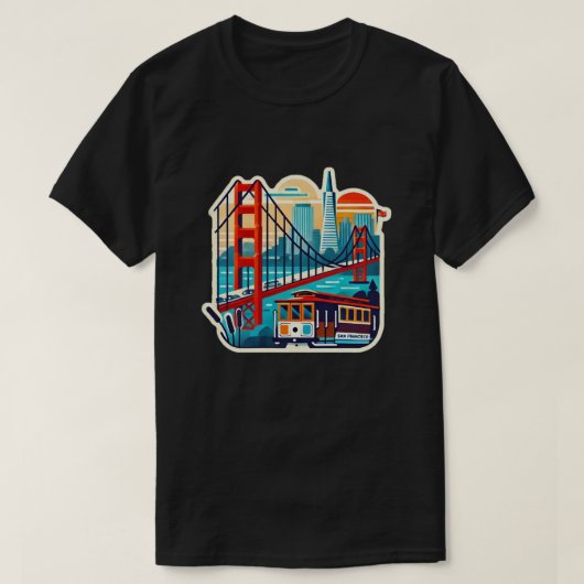 San Francisco bezienswaardigheden Golden Gate Cabl T-shirt (Design voorkant)