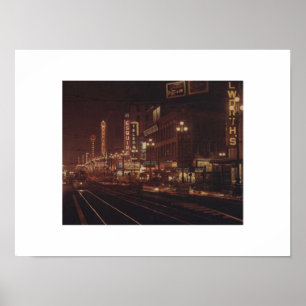 San Francisco bij Night 1950s Market Street Poster