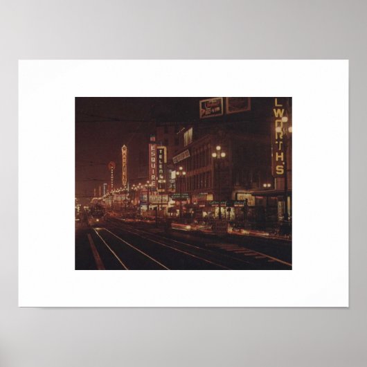 San Francisco bij Night 1950s Market Street Poster (Voorkant)