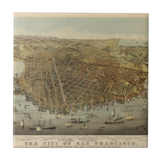 San Francisco Birds eye uitzicht Tegeltje (Voorkant)