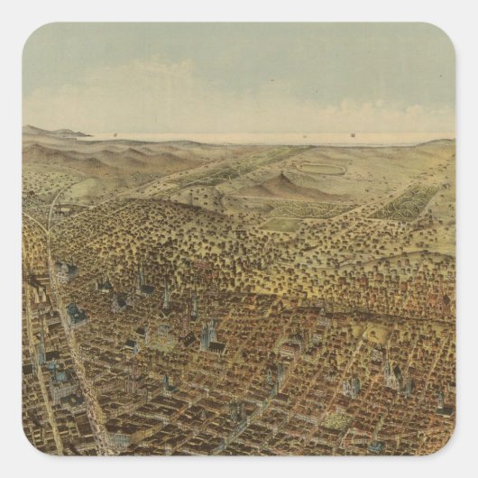 San Francisco Birds eye uitzicht Vierkante Sticker (Voorkant)