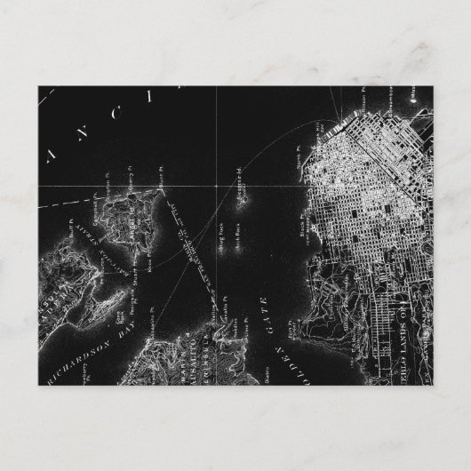 San Francisco Black en White Map Briefkaart (Voorkant)