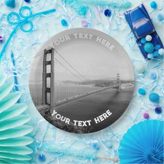 San Francisco Black White Custom Golden Gate Papieren Bordje (Feest)