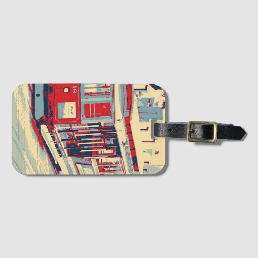 San Francisco blauw rood Bagagelabel (Voorkant (horizontaal))