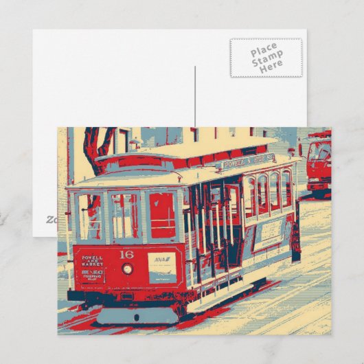 San Francisco blauw rood Briefkaart (Voorkant / Achterkant)