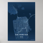 San Francisco Blauwdruk Plattegrond Muurkunst Post Poster (Voorkant)