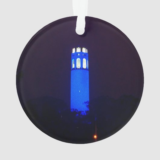 San Francisco Blue Coit Tower Ornament (achterkant)