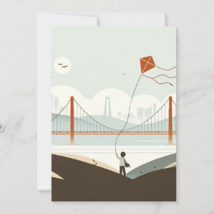 San Francisco Breeze - Kind vliegt een vlieger Feestdagenkaart