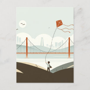 San Francisco Breeze - Kind vliegt een vlieger Feestdagenkaart