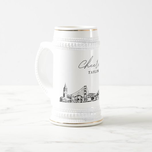 San Francisco Bridal Party Gift Gepersonaliseerd Bierpul (Voorkant links)
