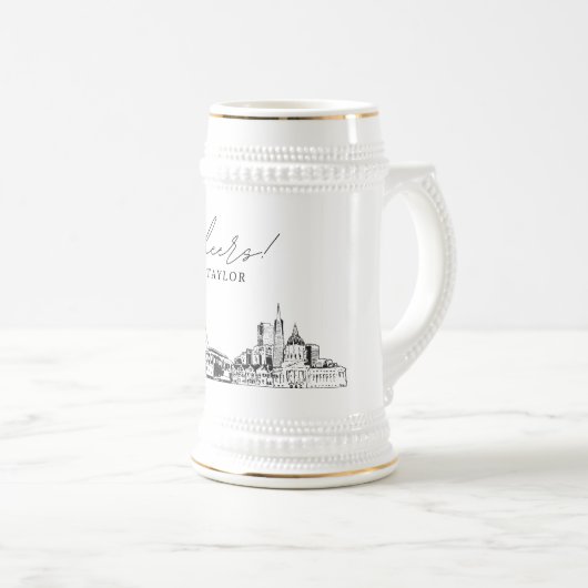 San Francisco Bridal Party Gift Gepersonaliseerd Bierpul (Voorkant rechts)