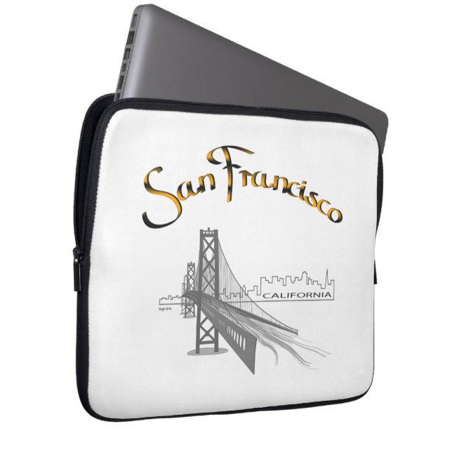 San Francisco Bridge Gold Black Graphic Laptop Sleeve (Voorkant Rechts)