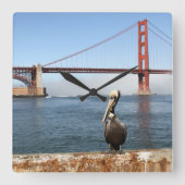 San Francisco Bridge Pelican Vierkante Klok (Voorkant)
