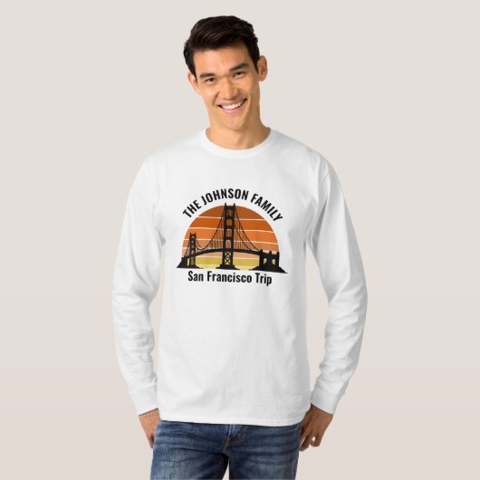 San Francisco Bridge Sunset Custom Long Sleeve T-shirt (Voorkant volledig)