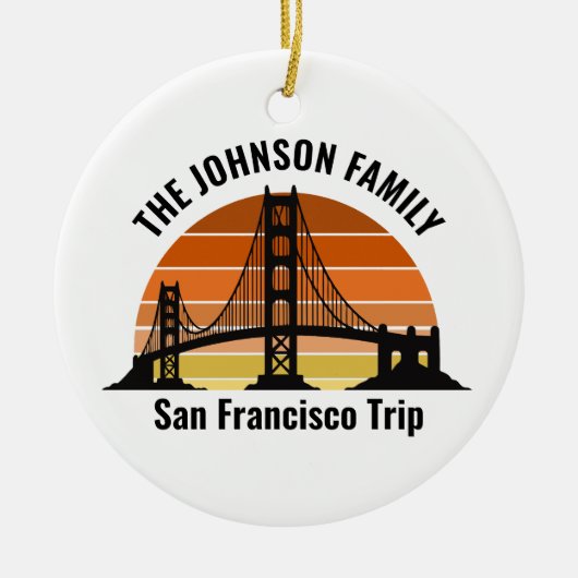 San Francisco Bridge Sunset Custom Photo Christmas Keramisch Ornament (Voorkant)