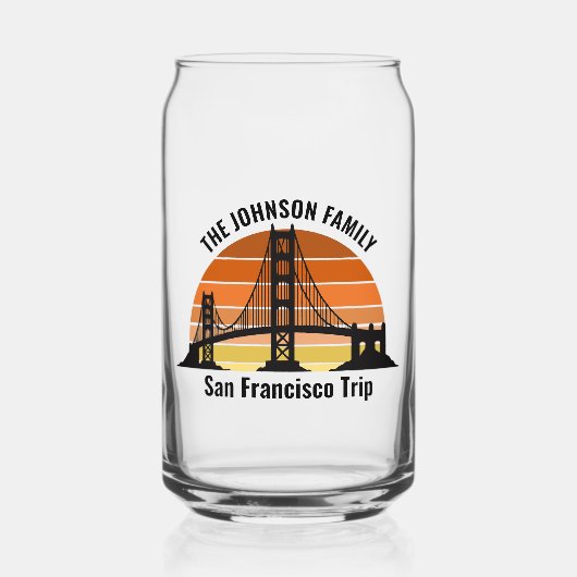 San Francisco Bridge Sunset Custom Trip Souvenir Blikvorm Glas (Voorkant)